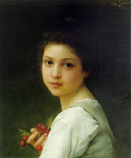 Charles-Amable Lenoir Portrait of a young girl with cherries oil painting picture